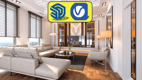Realistic Interior Rendering with SketchUp V-Ray 7 eğitim seti kapağı